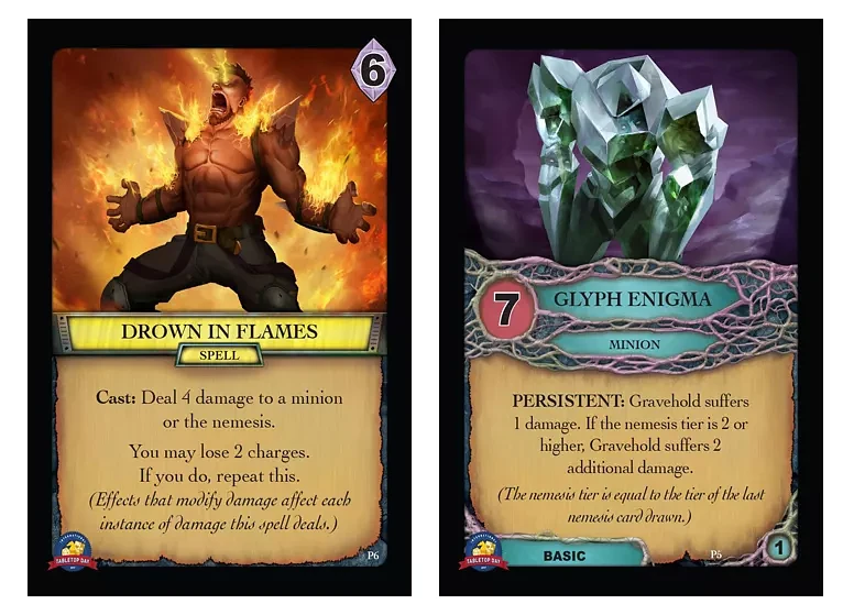 Aeon's End: Tabletop Day 2017 Promos – Drown in Flames / Glyph Enigma
