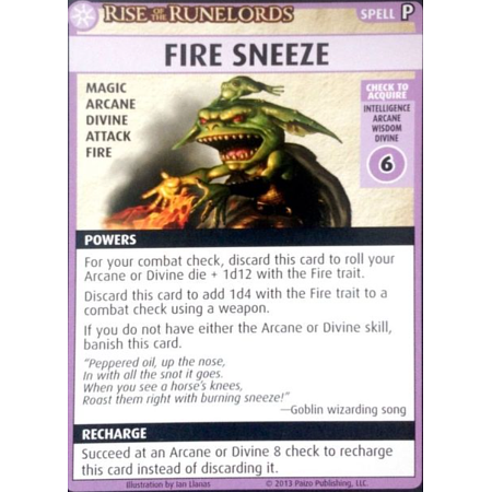 Pathfinder Adventure Card Game: Rise of the Runelords – "Fire Sneeze" Promo Card