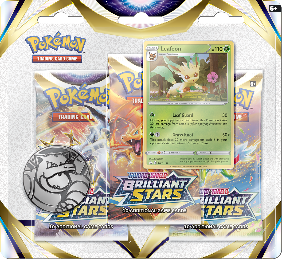 Pokémon TCG: Brilliant Stars 3-Pack Blister - Leafeon